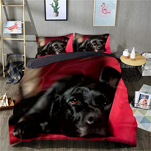 3D-gedruckte Bettwäsche, Bettbezug, Labrador-Bettbezug, 3-teiliges Set, weicher Mikrofaser-Bettbezug (Doppelgröße 200 x 200 cm, 1 Bettbezug + 2 Kissenbezüge) von TXZSTGB