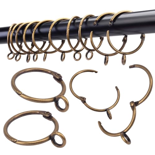 Öffnende Vorhangringe mit Öse, 24 Vorhangringe, Vorhangringe, 2,5 cm Innendurchmesser, Scharnier-Schnappgelenk-Design, passend für Gardinenstangen bis 1,5 cm (6/8 Zoll), Bronze TXZWJZ von TXZWJZ