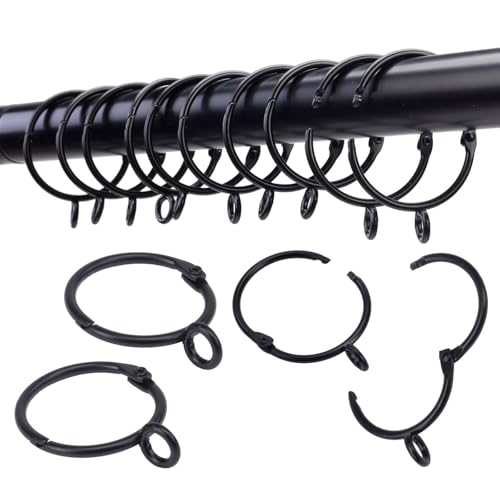 Öffnende Vorhangringe mit Öse, 24 Vorhangringe, Gardinenringe, 25 mm Innendurchmesser, schwarz. TXZWJZ Öffnende Vorhangringe mit Öse, 24 Vorhangringe, Gardinenringe, 25 mm Innendurchmesser, schwarz. TXZWJZ von TXZWJZ