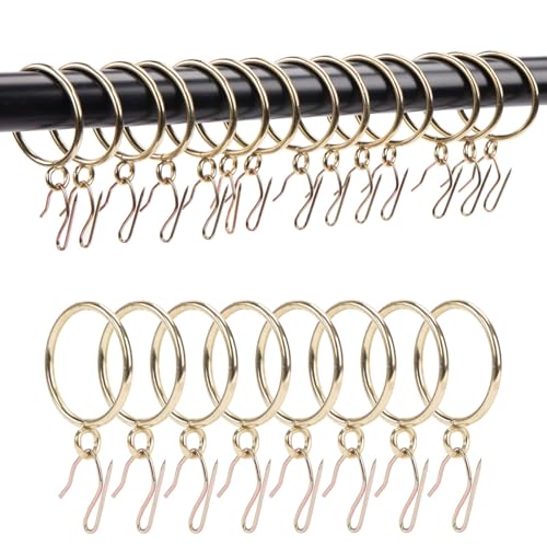 Vorhangringe mit Haken, rostfreie Metall-Vorhangringe mit Ösen und Quetschfalten, Vorhanghaken für Fenster, Tür, Duschvorhang, 2,5 cm Innendurchmesser, 24 Stück, Gold TXZWJZ Vorhangringe mit Haken, rostfreie Metall-Vorhangringe mit Ösen und Quetschfalten, Vorhanghaken für Fenster, Tür, Duschvorhang, 2,5 cm Innendurchmesser, 24 Stück, Gold TXZWJZ von TXZWJZ