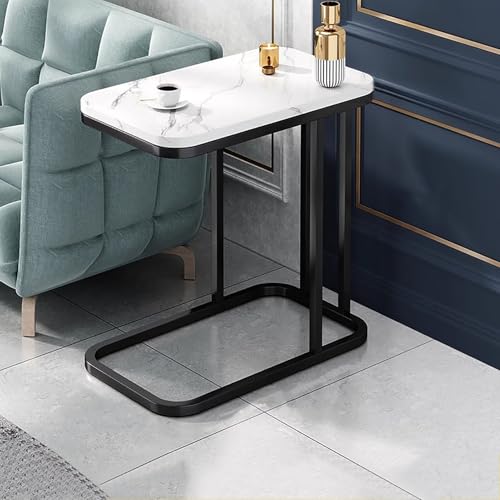 TY&WJ 2-Stöckiger C-Förmiger Beistelltisch,Kleiner Sofatisch Für Couch Und Bett Kaffeetisch Aus Kunstmarmor Couchtischmit Metallgestell Für Kleine Wohnungen,B,50x30x58cm(20x12x23inch) von TY&WJ