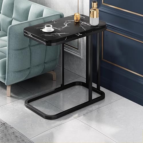 TY&WJ 2-Stöckiger C-Förmiger Beistelltisch,Kleiner Sofatisch Für Couch Und Bett Kaffeetisch Aus Kunstmarmor Couchtischmit Metallgestell Für Kleine Wohnungen,C,50x30x58cm(20x12x23inch) von TY&WJ