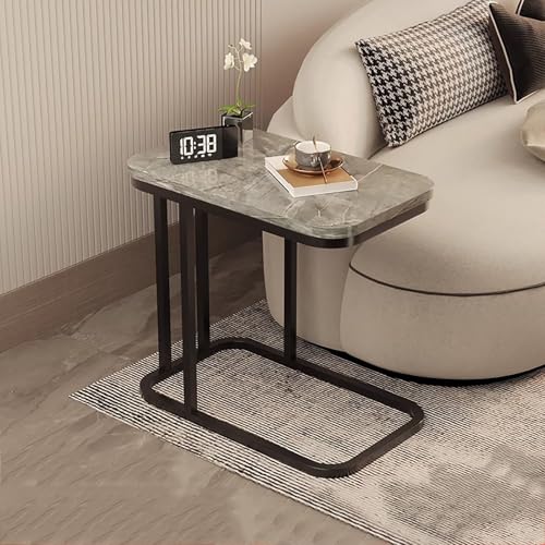 TY&WJ 2-Stöckiger C-Förmiger Beistelltisch,Kleiner Sofatisch Für Couch Und Bett Kaffeetisch Aus Kunstmarmor Couchtischmit Metallgestell Für Kleine Wohnungen,D,50x30x58cm(20x12x23inch) von TY&WJ