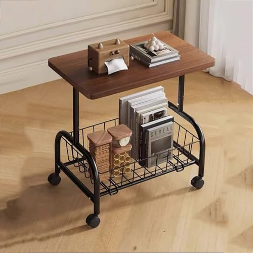 TY&WJ C-Förmiger Beistelltisch,Metall Offenem Ablage Sofatisch Mit Aufbewahrungskorb 360° Table De Salon Beweglich Der Unter Den Wohnzimmer Oder,A,48x35x54cm(19x14x21inch) von TY&WJ