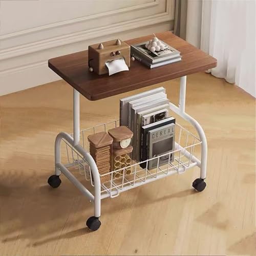 TY&WJ C-Förmiger Beistelltisch,Metall Offenem Ablage Sofatisch Mit Aufbewahrungskorb 360° Table De Salon Beweglich Der Unter Den Wohnzimmer Oder,B,48x35x54cm(19x14x21inch) von TY&WJ
