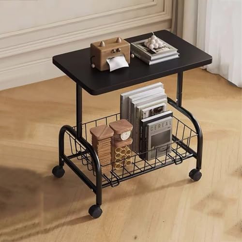 TY&WJ C-Förmiger Beistelltisch,Metall Offenem Ablage Sofatisch Mit Aufbewahrungskorb 360° Table De Salon Beweglich Der Unter Den Wohnzimmer Oder,C,48x35x54cm(19x14x21inch) von TY&WJ