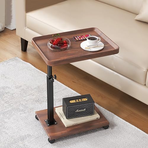 TY&WJ C-Förmiger Beistelltisch Höhenverstellbar,360° Drehbar Sofatisch Für Sofaarmlehne Holztisch Für Kleine Räume Couchtisch Für Wohnzimmer,B,40x30x45cm(16x12x18) von TY&WJ