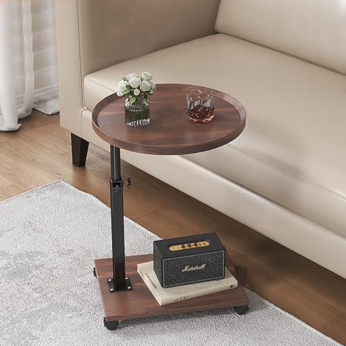 TY&WJ C-Förmiger Beistelltisch Höhenverstellbar,360° Drehbar Sofatisch Für Sofaarmlehne Holztisch Für Kleine Räume Couchtisch Für Wohnzimmer,B,40x40x45cm(16x16x18) von TY&WJ