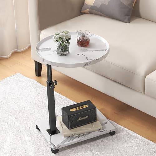 TY&WJ C-Förmiger Beistelltisch Höhenverstellbar,360° Drehbar Sofatisch Für Sofaarmlehne Holztisch Für Kleine Räume Couchtisch Für Wohnzimmer,C,40x40x45cm(16x16x18) von TY&WJ