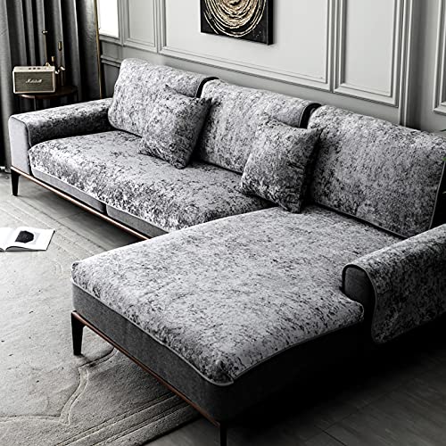TY&WJ Plüsch Anti-rutsch Sofabezug Wohnzimmer Sofabezug Outdoor Couch-abdeckungen Möbel Protector Für ledersofa Haustier Hund & Kinder-Grau 60x60cm(24x24inch) von TY&WJ