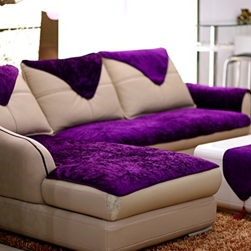 TY&WJ Plüsch Anti-rutsch Sofabezug Wohnzimmer Sofabezug Outdoor Couch-abdeckungen Möbel Protector Für ledersofa Haustier Hund & Kinder-Lila A 90x150cm(35x59inch) von TY&WJ