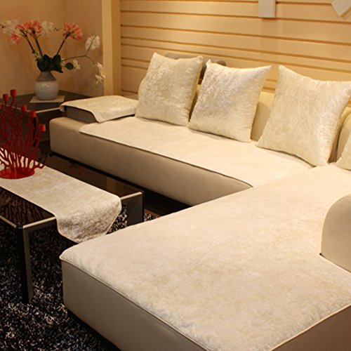 TY&WJ Plüsch Anti-rutsch Sofabezug Wohnzimmer Sofabezug Outdoor Couch-abdeckungen Möbel Protector Für ledersofa Haustier Hund & Kinder-Weiß 60x150cm(24x59inch) von TY&WJ