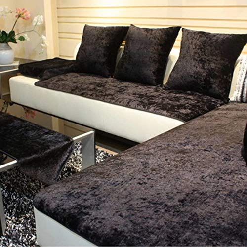 TY&WJ Plüsch Anti-rutsch Sofabezug Wohnzimmer Sofabezug Outdoor Couch-abdeckungen Möbel Protector Für ledersofa Haustier Hund & Kinder-schwarz 60x60cm(24x24inch) von TY&WJ