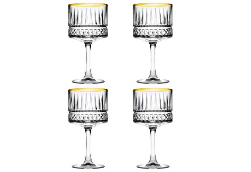 TYA Collection Cocktailglas Golden Glas Trinkgläser Dessertglas 4-tlg, Glas von TYA Collection