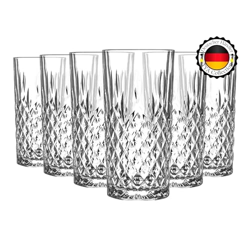 TYA I Glaser 6-teiliges Longdrink-Set, Kristallglas, 360 ml, Noblesse, Durchsichtig, Kristall Highball Drinkglaser von TYA Collection