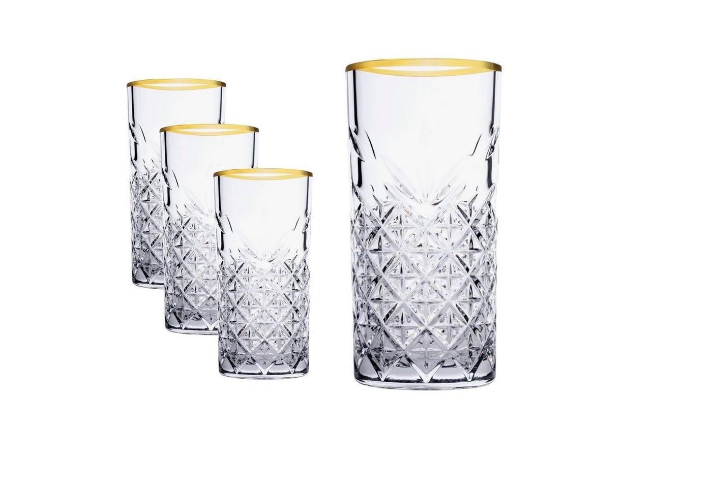 TYA Collection Longdrinkglas Trinkgläser Longdrink GOLDEN 4er 300cc Kristall Gläser, Glas von TYA Collection