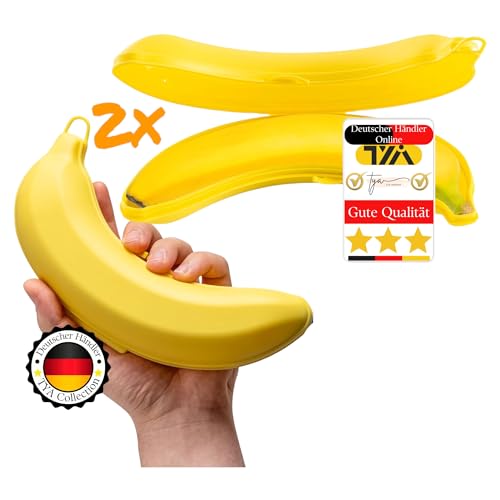 TYA I Bananenbox Bananengehäuse 2er Set – Gelb spülmaschinenfest - 100% BPA-freier Bananengehäuse Bananenschutz für unterwegs Bananenbehalter Aufbewahrungsbox für BPA-Frei Bananen Dose Brotdose von TYA Collection