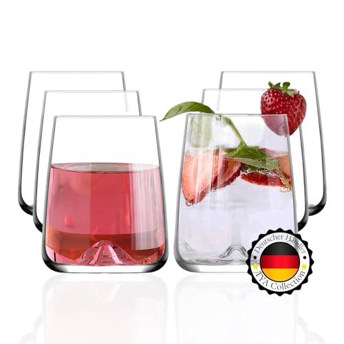 TYA I Moderne Trinkgläser Groß 475ml, 6er Set%100 BLEI FREI Weinglas, Wassergläser Spülmaschinenfest Coktailgläser Wasserglas Groß Weingläser, Trinkglas Water Glasses Caipirinha von TYA Collection