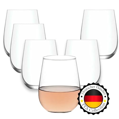 TYA I Premium Trinkgläser Groß 475ml, 6er Set%100 BLEI FREI Water Glasses, Weinglas, Wassergläser Spülmaschinenfest Coktailgläser Wasserglas Groß Weingläser Trinkglas Caipirinha Gläser Groß von TYA Collection