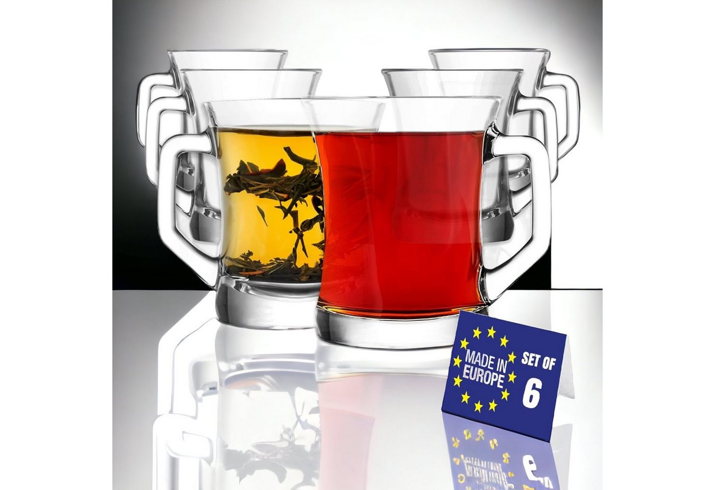 TYA Gruppe Gläser-Set Kaffeegläser Teegläser mit Henkel BLEI FREI Latte Macchiato Gläser, Glas von TYA Gruppe