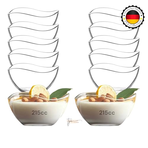 TYA I LAV Glas Dessertschalen Set 12, 215 ml BLEIFREI Dessertgläser, Stapelbare Glasschalen, Dessertbecher, Puddingschalen, Dessert Schalen Glas, Obst Servierschalen, Soßenschalen von TYA Gruppe