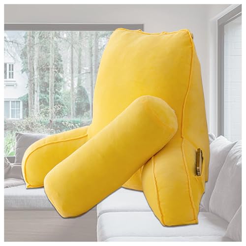 TYBEITAO Rückenkissen Sofa 85 * 40 * 60cm Rückenstützkissen mit Abnehmbarer NackenstüTze und Waschbarer Bezug, Kissen Zum Anlehnen Im Bett zum Lesen,Entspannen,Fernsehen,Yellow von TYBEITAO