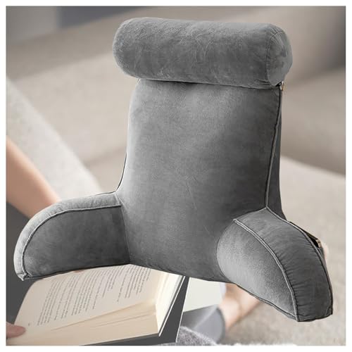 TYBEITAO Rückenstützkissen 85 * 40 * 60cm Rückenlehne Kissen mit Abnehmbarer NackenstüTze und Waschbarer Bezug, Bett Rückenkissen zum Entspannen Lesen,Fernsehen,Grey von TYBEITAO