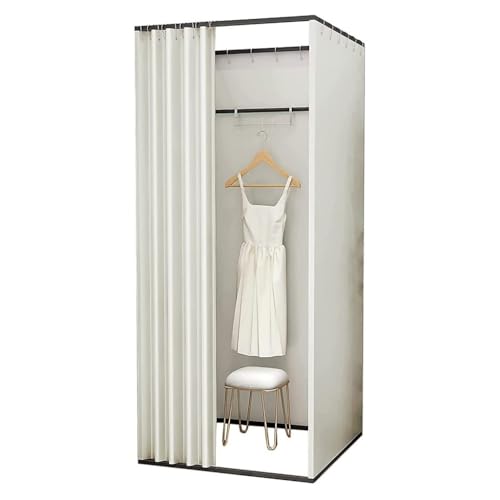 Abnehmbare quadratische Sichtschutzwand, DIY-Ankleidezimmer mit Verdunkelungsvorhang, geeignet for Bekleidungsgeschäfte Umkleideraum(Blanc,100x100x200cm) von TYBGAU Boutique UK