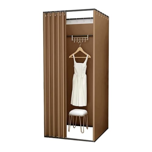 Abnehmbare quadratische Sichtschutzwand, DIY-Ankleidezimmer mit Verdunkelungsvorhang, geeignet for Bekleidungsgeschäfte Umkleideraum(Bruin,100x100x200cm) von TYBGAU Boutique UK