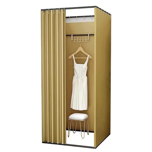 Abnehmbare quadratische Sichtschutzwand, DIY-Ankleidezimmer mit Verdunkelungsvorhang, geeignet for Bekleidungsgeschäfte Umkleideraum(Gold,85x85x200cm) von TYBGAU Boutique UK