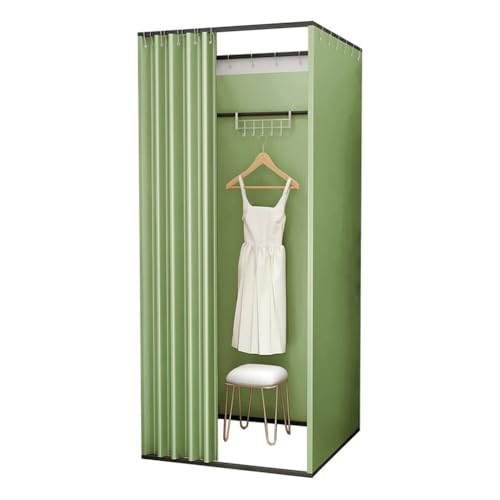 Abnehmbare quadratische Sichtschutzwand, DIY-Ankleidezimmer mit Verdunkelungsvorhang, geeignet for Bekleidungsgeschäfte Umkleideraum(Light Green,100x100x200cm) von TYBGAU Boutique UK