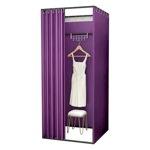 Abnehmbare quadratische Sichtschutzwand, DIY-Ankleidezimmer mit Verdunkelungsvorhang, geeignet for Bekleidungsgeschäfte Umkleideraum(Purple,100x100x200cm) von TYBGAU Boutique UK