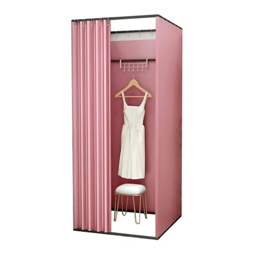 Abnehmbare quadratische Sichtschutzwand, DIY-Ankleidezimmer mit Verdunkelungsvorhang, geeignet for Bekleidungsgeschäfte Umkleideraum(Rose,100x100x200cm) von TYBGAU Boutique UK