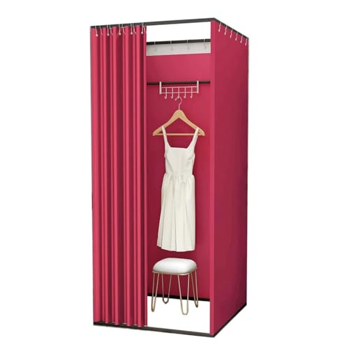 Abnehmbare quadratische Sichtschutzwand, DIY-Ankleidezimmer mit Verdunkelungsvorhang, geeignet for Bekleidungsgeschäfte Umkleideraum(Rosso,100x100x200cm) von TYBGAU Boutique UK