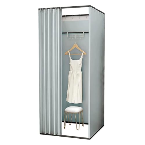 Abnehmbare quadratische Sichtschutzwand, DIY-Ankleidezimmer mit Verdunkelungsvorhang, geeignet for Bekleidungsgeschäfte Umkleideraum(Silver Grey,85x85x200cm) von TYBGAU Boutique UK