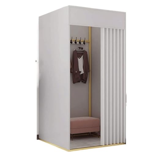 C-förmige Umkleidekabine mit Beschattungsvorhang und Haken, Sichtschutz-Umkleideraumteiler for den Einsatz in Bekleidungsgeschäften Umkleideraum(Blanc,100x80x200cm) von TYBGAU Boutique UK