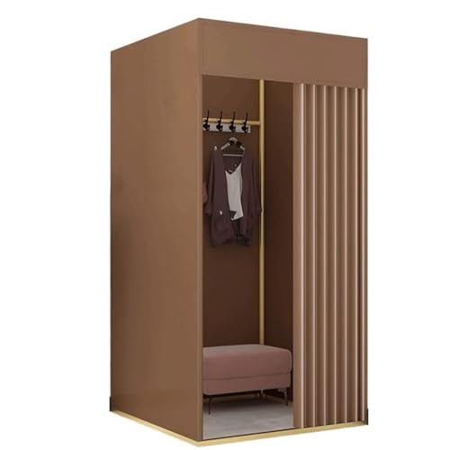 C-förmige Umkleidekabine mit Beschattungsvorhang und Haken, Sichtschutz-Umkleideraumteiler for den Einsatz in Bekleidungsgeschäften Umkleideraum(Bruin,80x80x200cm) von TYBGAU Boutique UK
