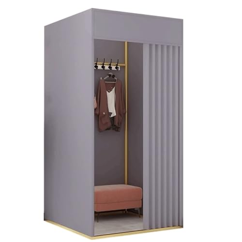 C-förmige Umkleidekabine mit Beschattungsvorhang und Haken, Sichtschutz-Umkleideraumteiler for den Einsatz in Bekleidungsgeschäften Umkleideraum(Grey,80x80x200cm) von TYBGAU Boutique UK