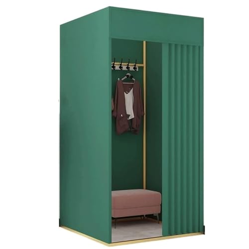 C-förmige Umkleidekabine mit Beschattungsvorhang und Haken, Sichtschutz-Umkleideraumteiler for den Einsatz in Bekleidungsgeschäften Umkleideraum(Groen,100x100x200cm) von TYBGAU Boutique UK