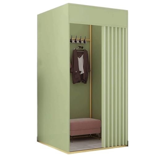 C-förmige Umkleidekabine mit Beschattungsvorhang und Haken, Sichtschutz-Umkleideraumteiler for den Einsatz in Bekleidungsgeschäften Umkleideraum(Light Green,100x100x200cm) von TYBGAU Boutique UK