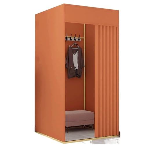 C-förmige Umkleidekabine mit Beschattungsvorhang und Haken, Sichtschutz-Umkleideraumteiler for den Einsatz in Bekleidungsgeschäften Umkleideraum(Orange,100x100x200cm) von TYBGAU Boutique UK