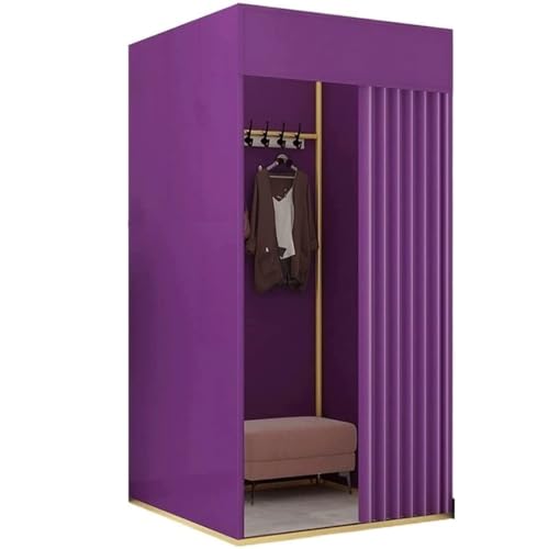 C-förmige Umkleidekabine mit Beschattungsvorhang und Haken, Sichtschutz-Umkleideraumteiler for den Einsatz in Bekleidungsgeschäften Umkleideraum(Purple,80x80x200cm) von TYBGAU Boutique UK