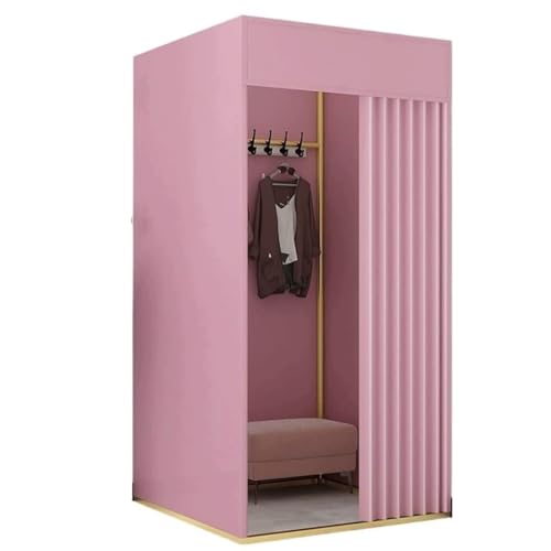C-förmige Umkleidekabine mit Beschattungsvorhang und Haken, Sichtschutz-Umkleideraumteiler for den Einsatz in Bekleidungsgeschäften Umkleideraum(Rose,80x80x200cm) von TYBGAU Boutique UK
