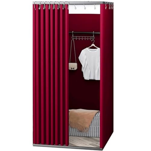 Tragbare Umkleidekabine mit Beschattungsvorhang, Sichtschutz-Umkleideraumteiler for Bekleidungsgeschäfte, einfach zu montieren Umkleideraum(Rosso,85x85x200cm) von TYBGAU Boutique UK