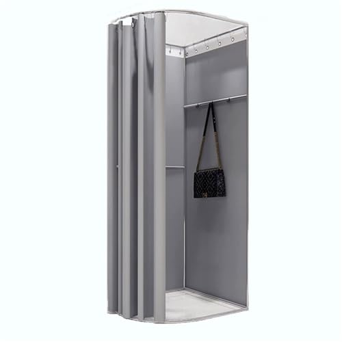 Tragbare Umkleidekabine mit Kleiderstangen und Haken, Ankleidezimmer mit Metallschienen, geeignet for Einkaufszentren und Büros Umkleideraum(Grey) von TYBGAU Boutique UK