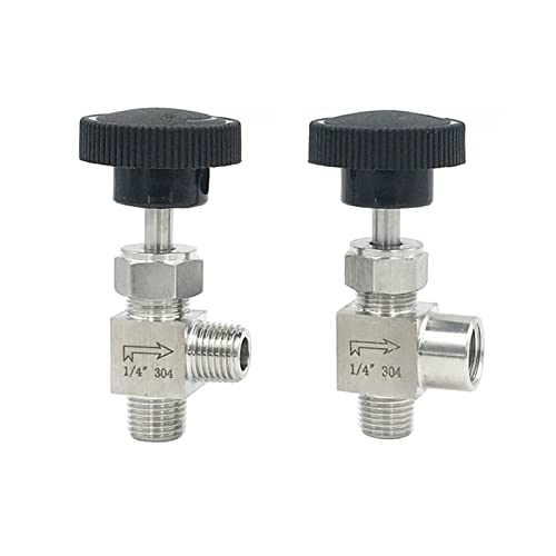 1/8 Zoll; 1/4 Zoll; 3/8 Zoll; 1/2 Zoll; Männlich Weiblich Ellenbogen 90 Grad Nadel Ventil Kran Ellenbogen 304 Edelstahl Flow Control Wasser Gas Öl 1Pcs(Female To Female,0.5 Inch) von TYBOPHQJ