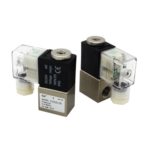 2V025-08 2V025-06 Normalerweise offen 12V 24V 220V 1/4 Zoll BSP 2-Wege-Luftmagnetventil mit 2 Positionen 2V025-08 Pneumatisches Steuerventil 1St(With 6mm fittings,2V025-08-NO AC380V) von TYBOPHQJ