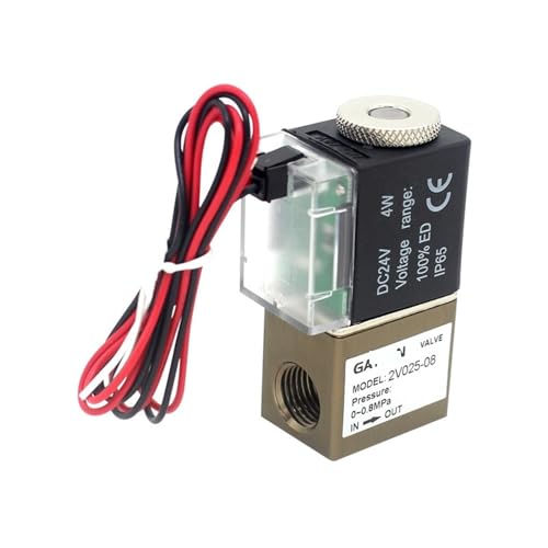 2V025-08 Normalerweise geschlossenes pneumatisches Steuerventil mit Drahtleitung, 12 V, 24 V, 220 V, 1/4 Zoll BSP, 2-Wege-Luftmagnetventil mit 2 Positionen, 1 Stück(With 8mm fittings) von TYBOPHQJ