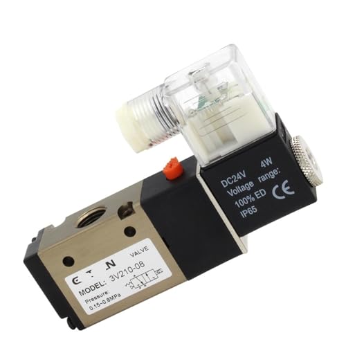 3-Wege-Anschluss 2 Positionen 3V210-08 DC12V 24V AC220V Pneumatisches Luftmagnetventil Elektrische Steuerung Gasmagnetventil 1St(6mm fittings) von TYBOPHQJ