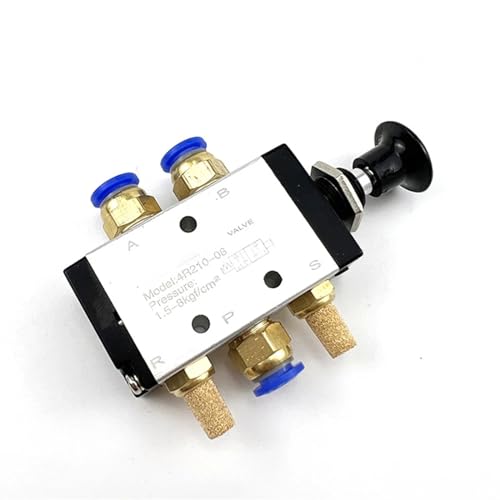 4R210-08 4R310-10 Pneumatisches Steuerventil mit manuellem Hebel mit 5 Anschlüssen 2 Positionen Schiebeanschluss für manuelles Umschaltventil Schalldämpfer (With-4mm-Fitting,4R210-08) von TYBOPHQJ